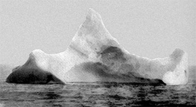 photo of iceberg, 
probably the one that sank the Titanic.