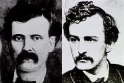 Two photos. One showing the man claiming 
to be John Wilkes Booth and the man that we know is real.